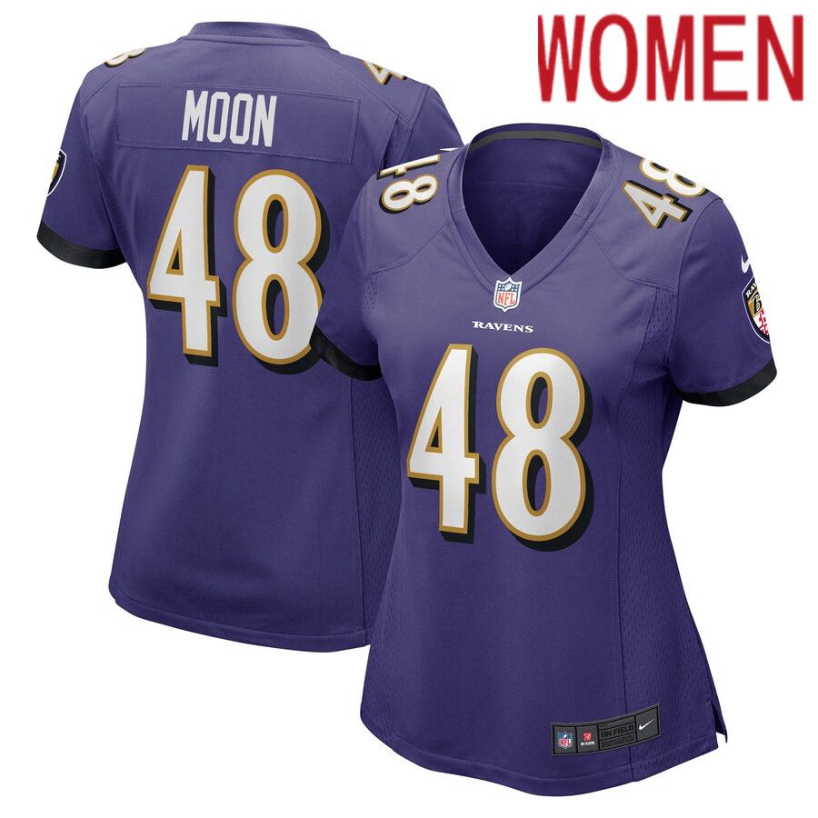 Women Baltimore Ravens #48 Jeremiah Moon Nike Purple Game Player NFL Jersey